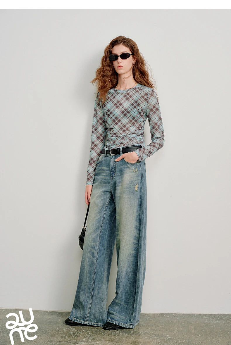 T-shirt femme en maille imprimé 2026 — printemps, taille découpée, Y2K, hauts courts