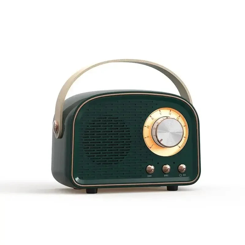 USB AUX TF FM Radio Portable Bluetooth Speaker Retro Enhanced Bass Mini Boombox for Table Home Outdoor Vintage Audio MP3