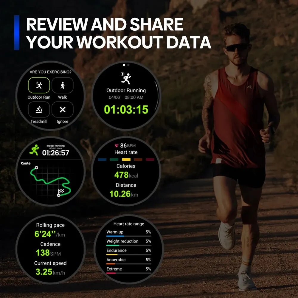 Montre Connectée GPS 1,43" AMOLED — Appels Bluetooth Sport Smartwatch Homme