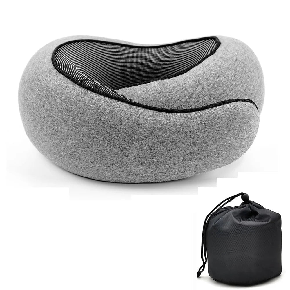 Almohada de viaje en forma de U de espuma viscoelástica, estilo caracol, soporte para el cuello, portátil, ajustable, suave, para siesta, almohadas para dormir