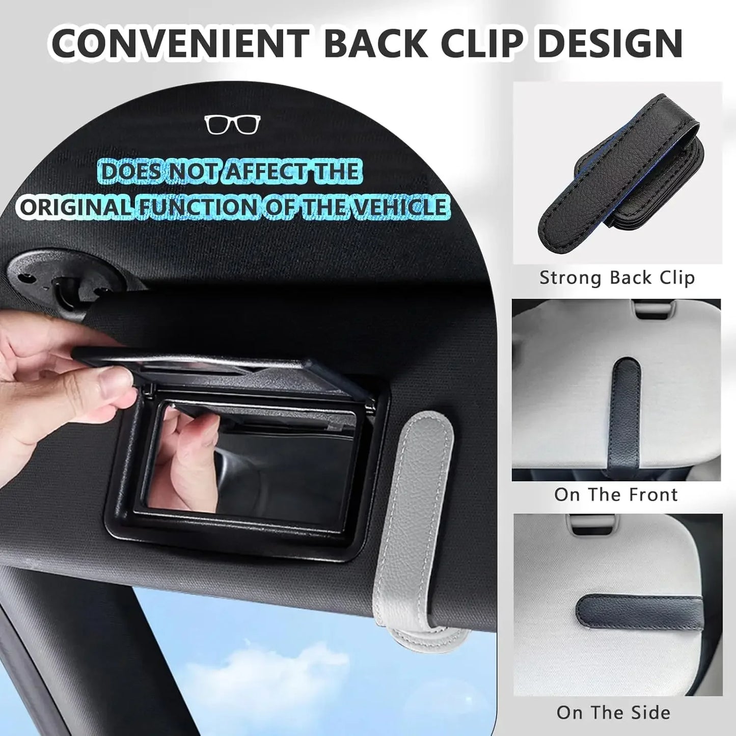 El soporte para gafas de sol se adapta a las viseras del coche, clip magnético de cuero para gafas de sol y clip para b