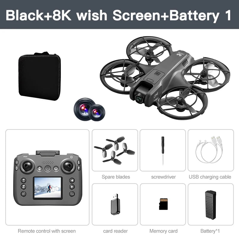 Mini dron profesional Lenovo V666 4K con doble cámara 8K, evitación inteligente de obstáculos, cuadricóptero sin escobillas, juguete RC para niños