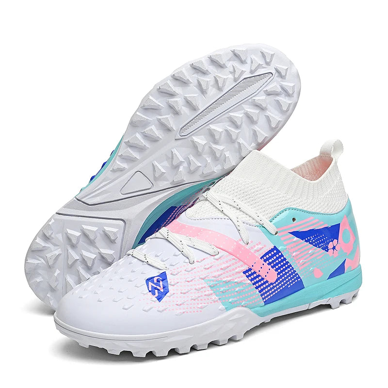 qztzx Chaussures de Football FG & Futsal Homme Cuir Verni Montantes — Ultra-légères, Professionnel EU 32–48