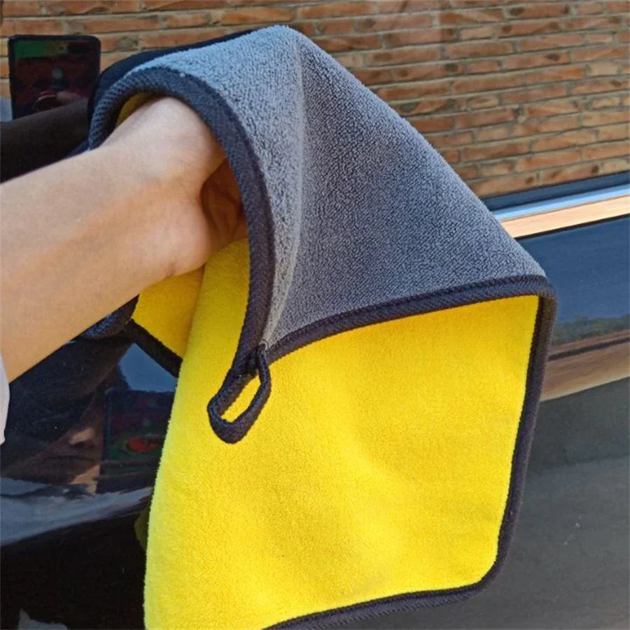 Serviette de nettoyage en microfibre épaisse, chiffon de séchage doux, serviettes de lavage de carrosserie de voiture, chiffons de nettoyage Double couche, accessoires de voiture, 1/2/6/10 pièces