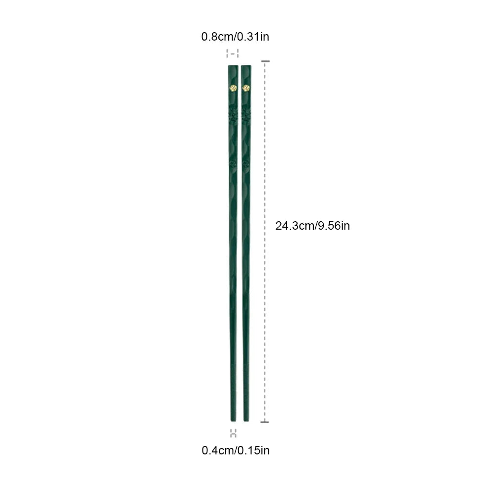 Reusable Chinese Chopsticks, 5 Pairs, Non-slip Alloy Food Sushi Sticks, Dishwasher Safe, Food Grade Bamboo-shaped Chopsticks