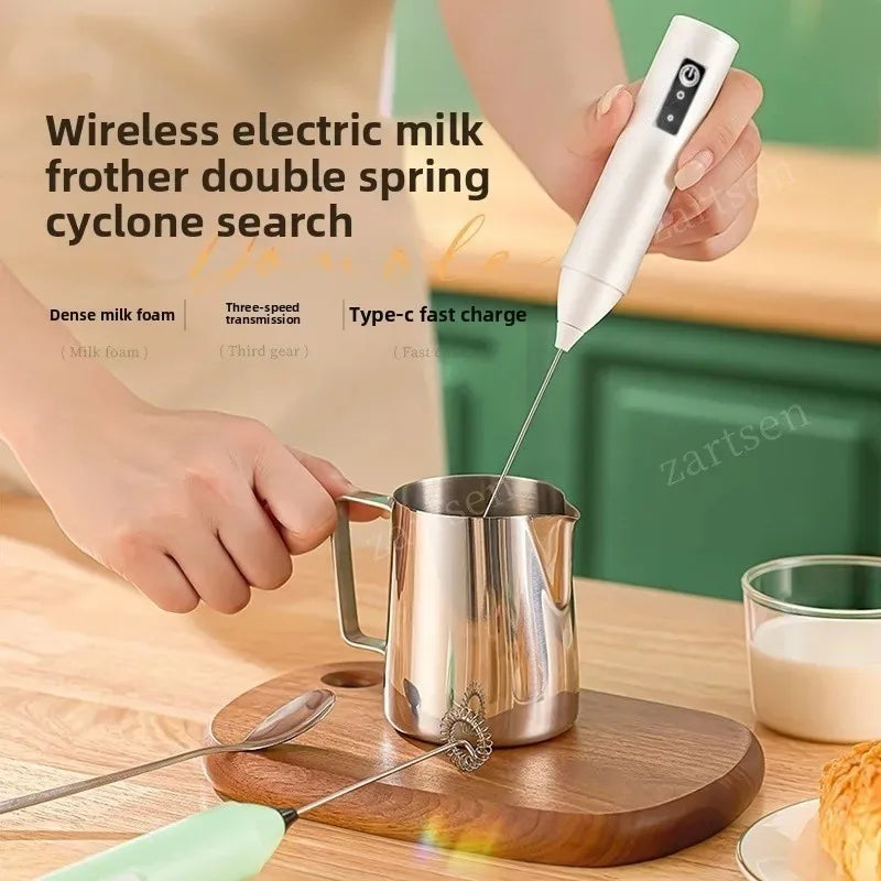 Electric Cordless Milk Frother Type-C Handheld Stainless Steel Mixer Mini Coffee Maker Whisk Blender for Coffee Cappuccino Cream