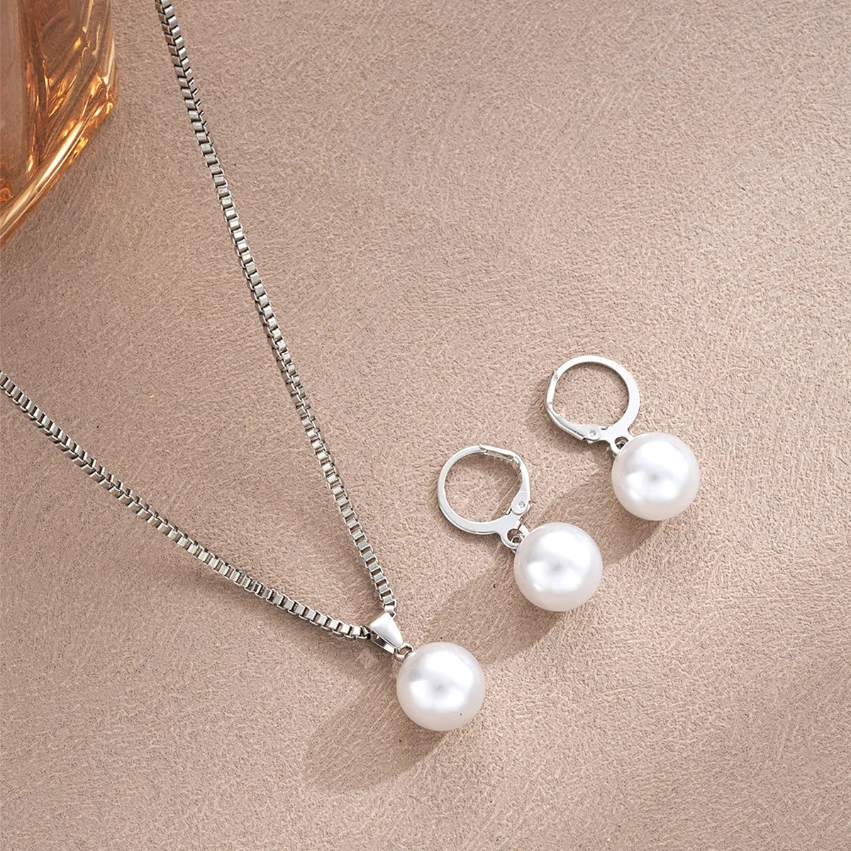 Conjunto de joyas de perlas para mujer, pendientes colgantes, colgante, collar, sencillo, delicado, para uso diario, accesorios de fiesta