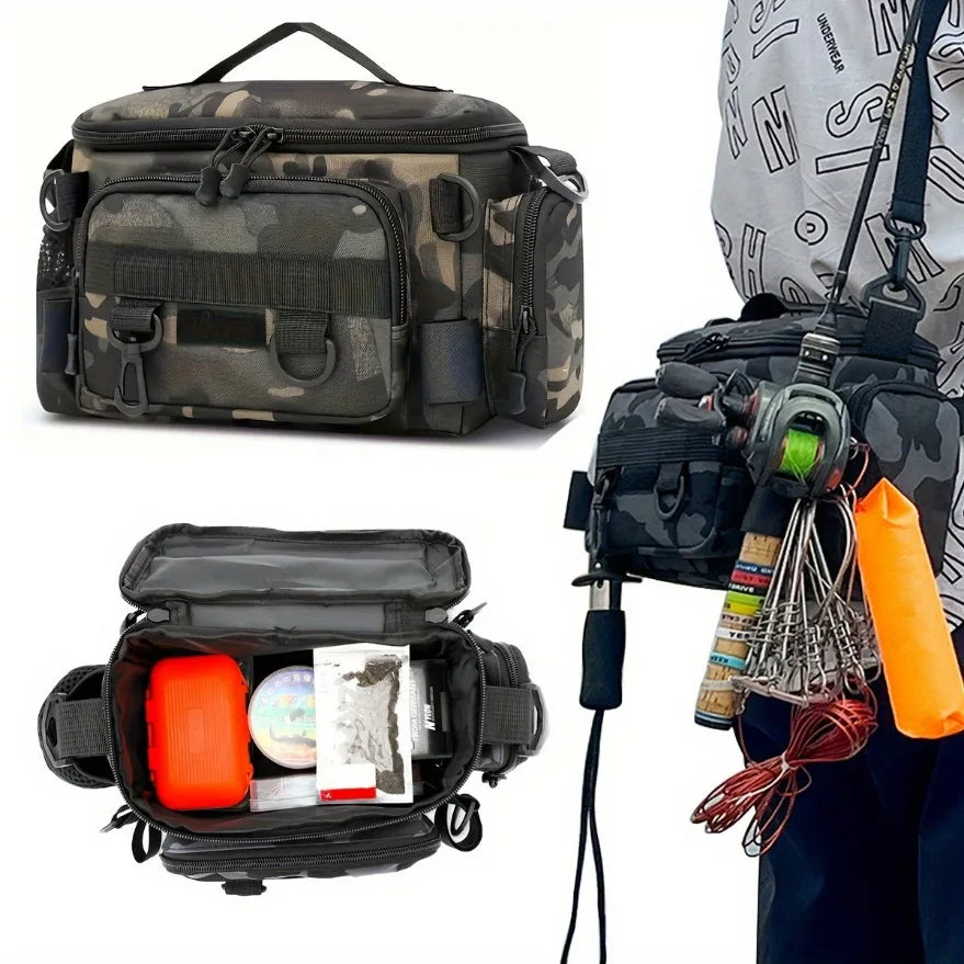 Sac de Matériel de Pêche Multifonctionnel — Sac de Taille Toile Bandoulière Sport Voyage