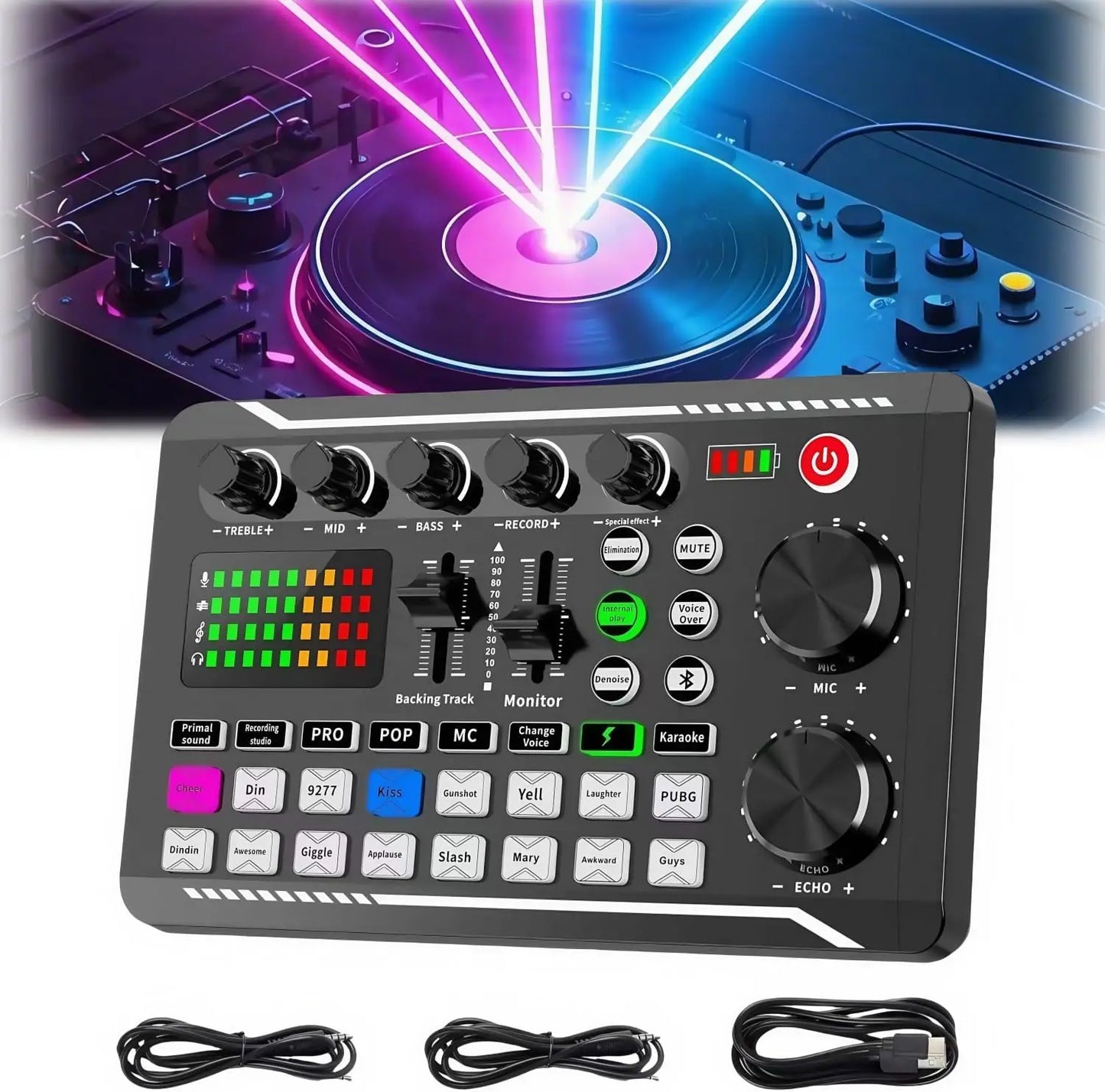 F998 — Kit Studio Podcast Complet Carte Son, Microphone & Mélangeur
