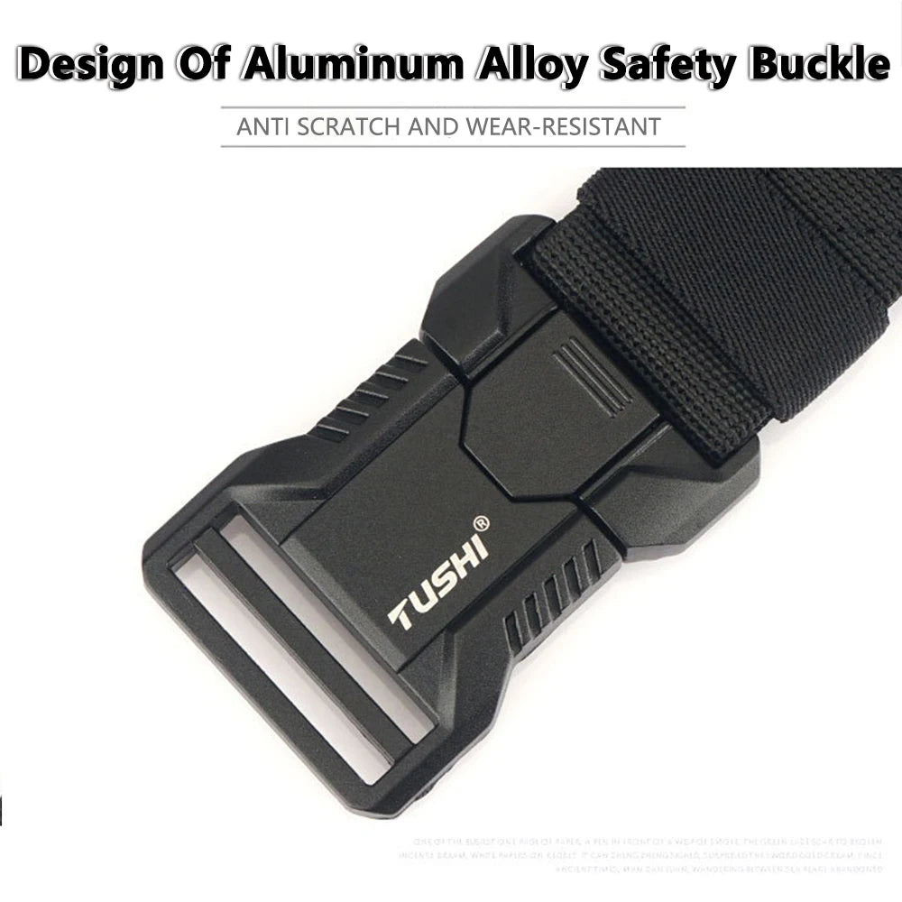 TUSHI – ceintures élastiques à boucle enfichable en alliage d'aluminium pour hommes, ceinture tactique Durable, Cowboy, ceinture militaire en plein air, chasse