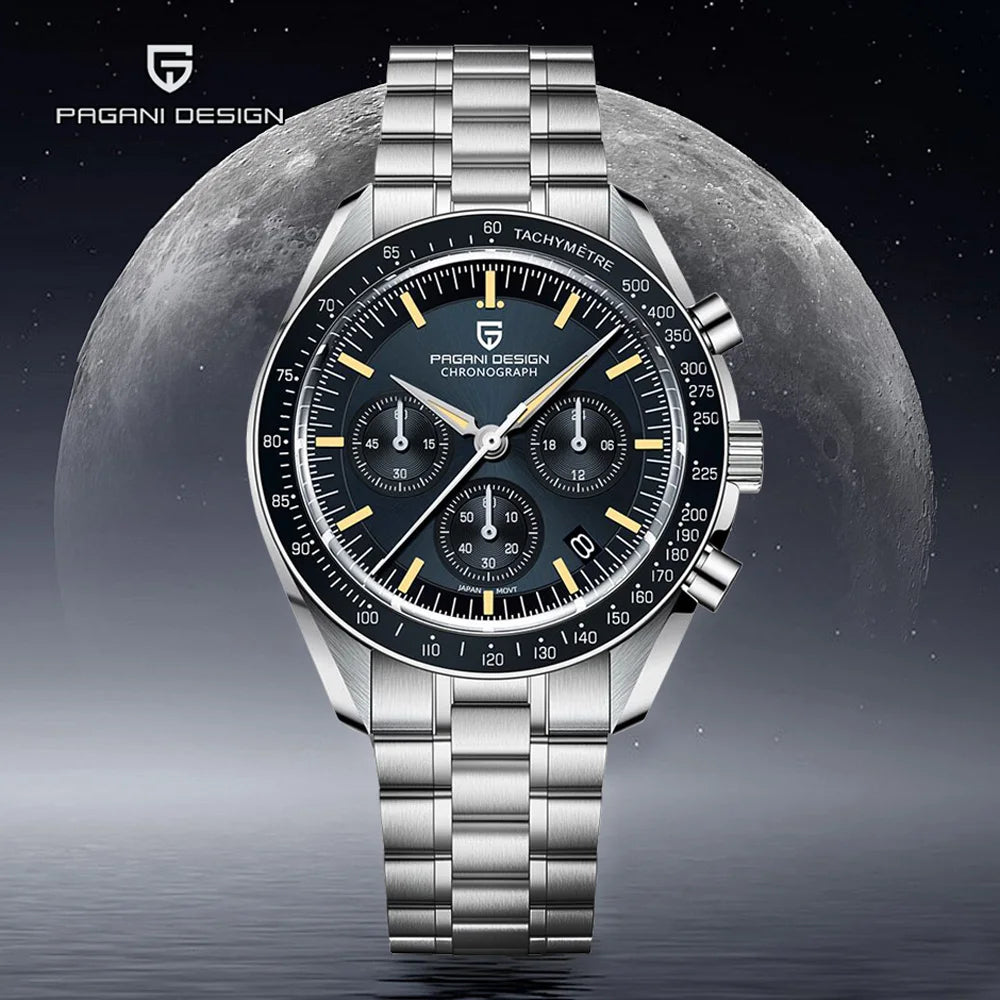 PAGANI DESIGN 2025 New Moon Watches for Men Luxury Quartz Watch Men Chronograph VK63 Men's Gifts AR Sapphire Mirror Luminous Clock