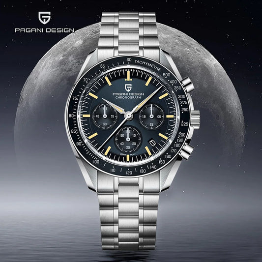 Montre à quartz de luxe pour hommes — chronographe VK63, miroir saphir AR, lumineuse, cadeau 2025