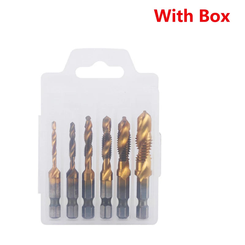 Forets tarauds plaqués titane tige hexagonale HSS — M3, M5, M6, M8, M10, outils à main