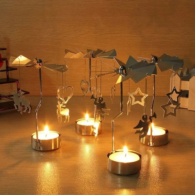 1pc Hot Metal Rotating Candle Holder, Christmas Rotary Candle Holder, Dinner Wedding Party Candlestick, Gift Decoration