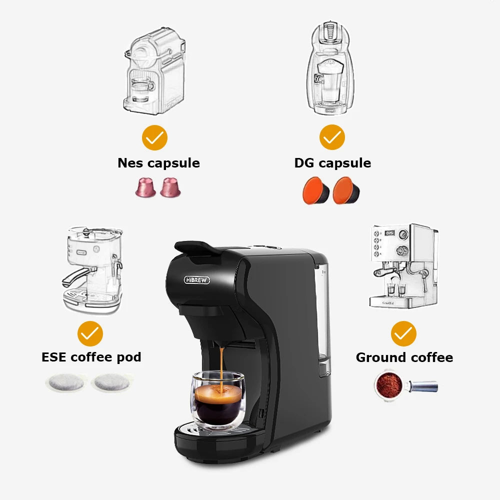 Cafetera Hiinvasive W, cafetera de cápsulas múltiples de frío y calor, cafetera de cápsulas espresso, leche Dolce, Ncomputing so, polvo Hl'autorisation, 19 bares, 4 en 1