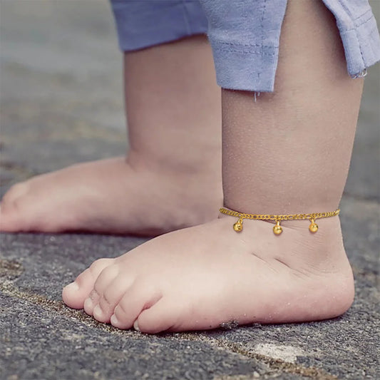 Bracelets de cheville à cloche réglables pour petit garçon et fille, chaîne de sécurité en acier inoxydable, bijoux de pied, hypoallergénique sans Nickel
