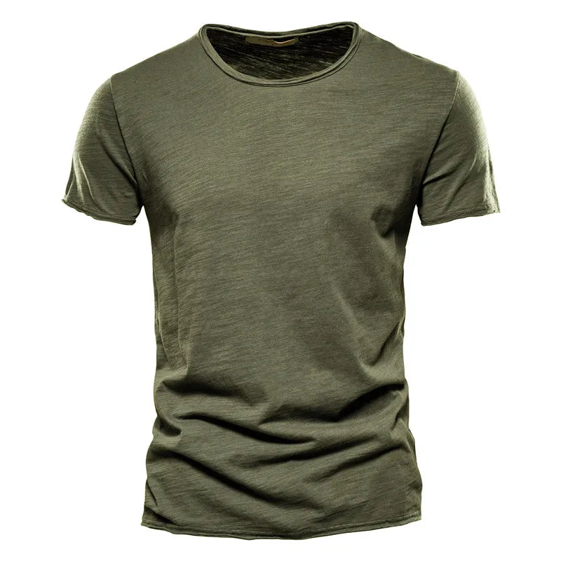 100% coton hommes T-shirt décontracté doux Fitness été mince T-shirts hommes vêtements de maison col rond à manches courtes solide T-shirt pour hommes