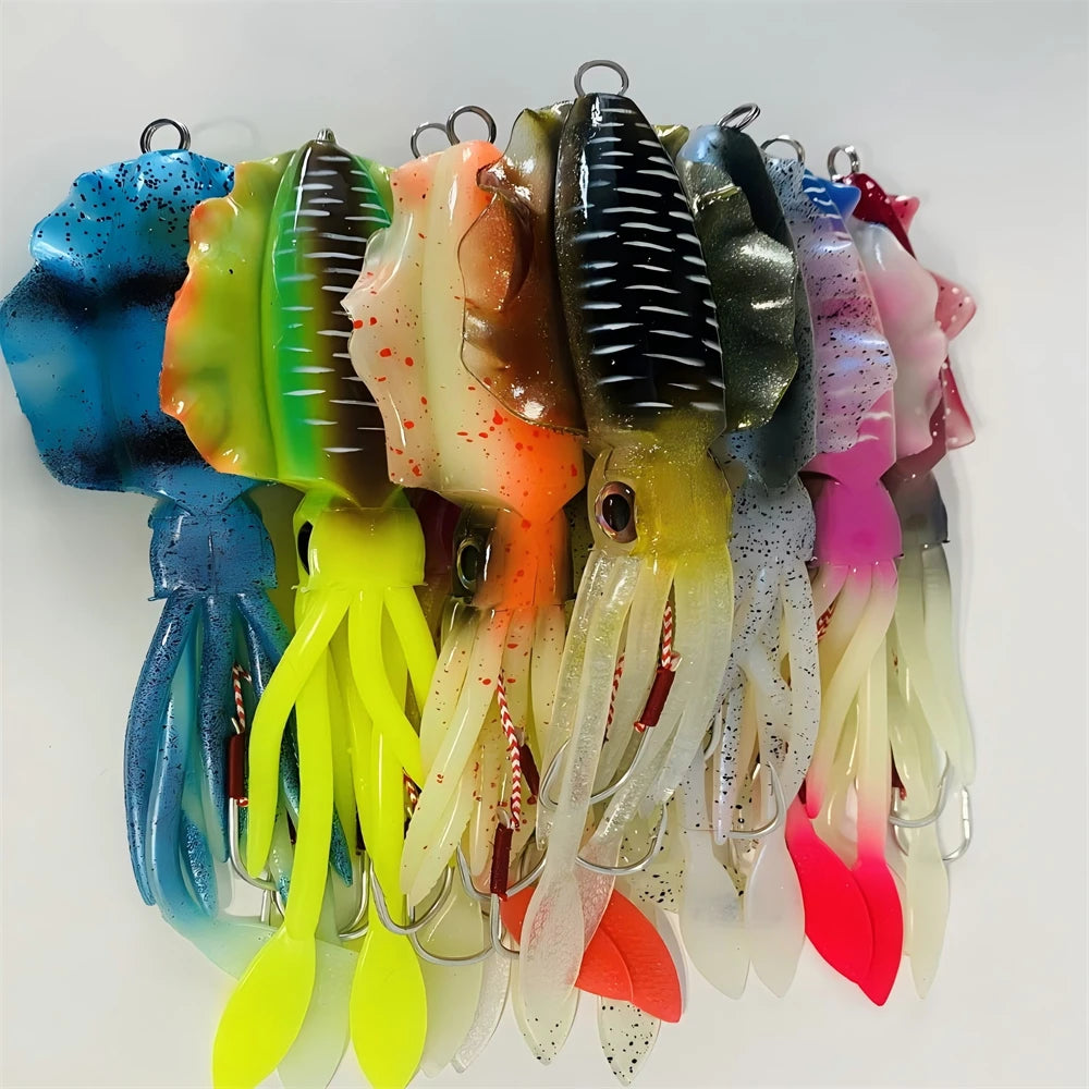 ZUKIBO-Appât souple pour la pêche au calmar, leurre de pêche à la traîne, gabarits de tête de poulpe, gabarit de calmar UV Shoous pour la pêche en bateau de haute mer, appâts Wobblers, 60g