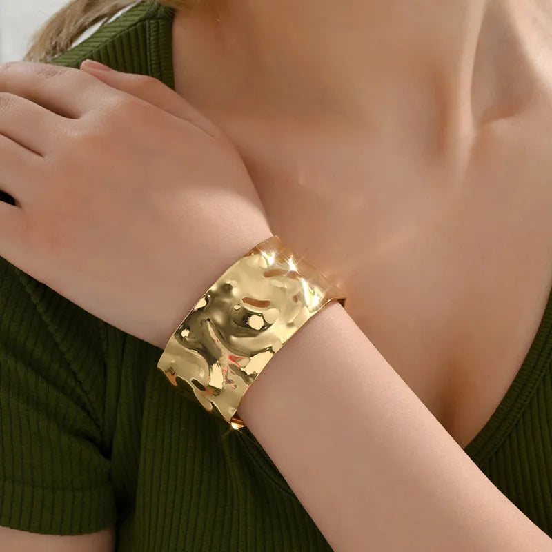 Bracelet de poignet exagéré en or brillant, accessoires de mode transfrontaliers européens et américains