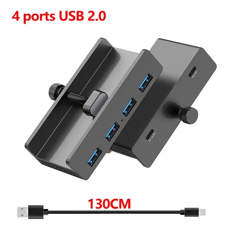 Abrazadera de concentrador USB de 10 Gbps, adaptador divisor USB3.2/3.0/2.0, estación de acoplamiento externa de múltiples clips para iMac Macbook Lenovo, accesorios para computadora de escritorio