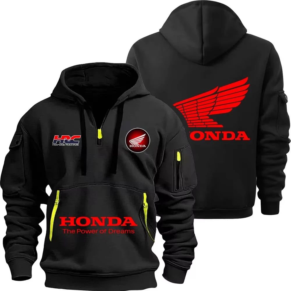 Sudadera con capucha y cremallera Honda para entusiastas de los deportes al aire libre 2025, nueva moda para hombre y mujer, bolsillo con media cremallera, sudadera con capucha para primavera y otoño