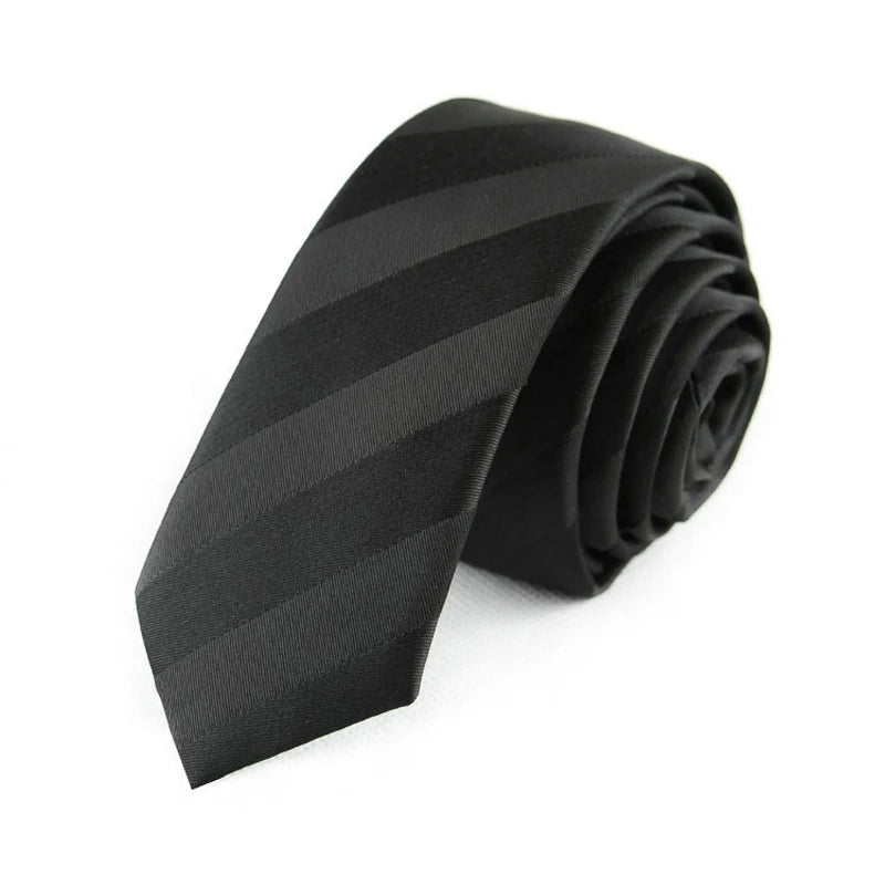 Corbatas negras delgadas de 5CM para hombre, corbata de poliéster a rayas, puntos sólidos, Jacquard, corbata de negocios para fiestas