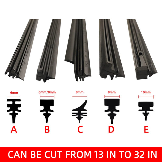 Recambios de limpiaparabrisas para coche, todas las estaciones, tiras de goma natural, piezas de repuesto, todos los tipos adecuados para 14 a 32 pulgadas