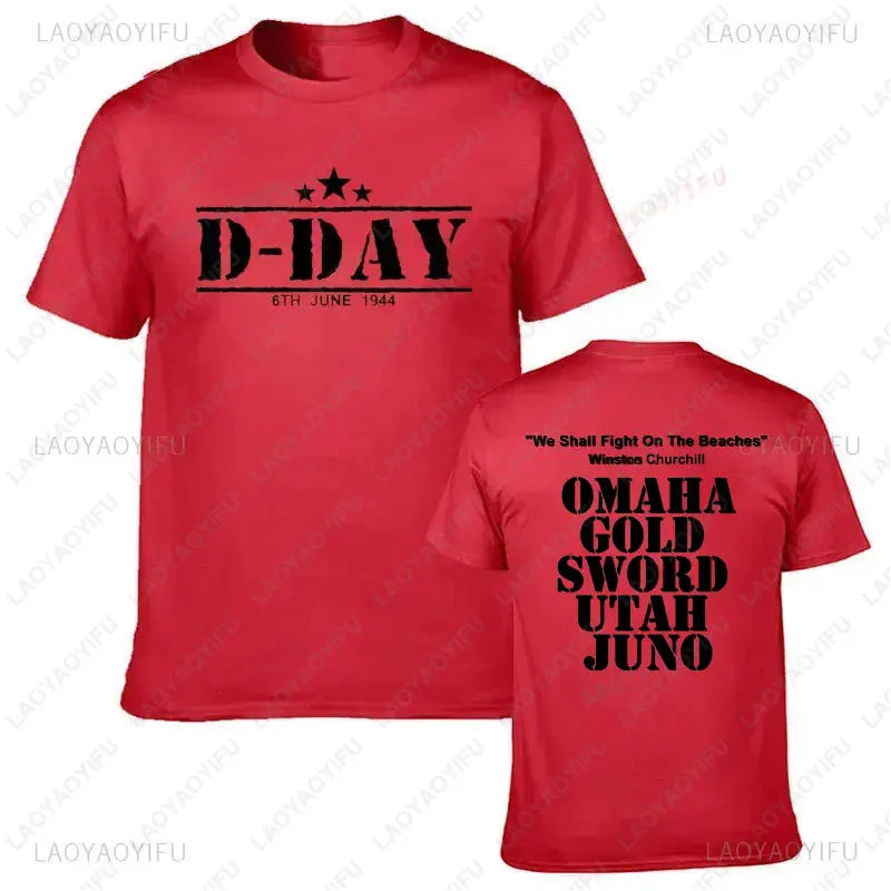 Camiseta divertida de algodón para hombre, con estampado vintage, D-DAY 2026, Ejército 1944, Normandía, militar, CHURCHILL BEACHES