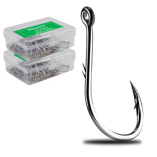 High carbon steel barbed fishing hooks, single circle hook set, sea worm, carp, fly fishing accessories, fish hook, 50 pieces per box
