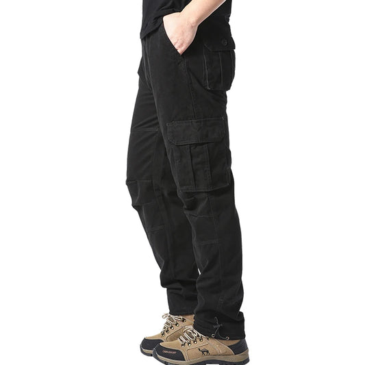 Salopette ample à grande poche pour hommes, pantalon tactique de Jogging pour Sports de plein air, taille élastique, pantalon de travail décontracté en pur coton