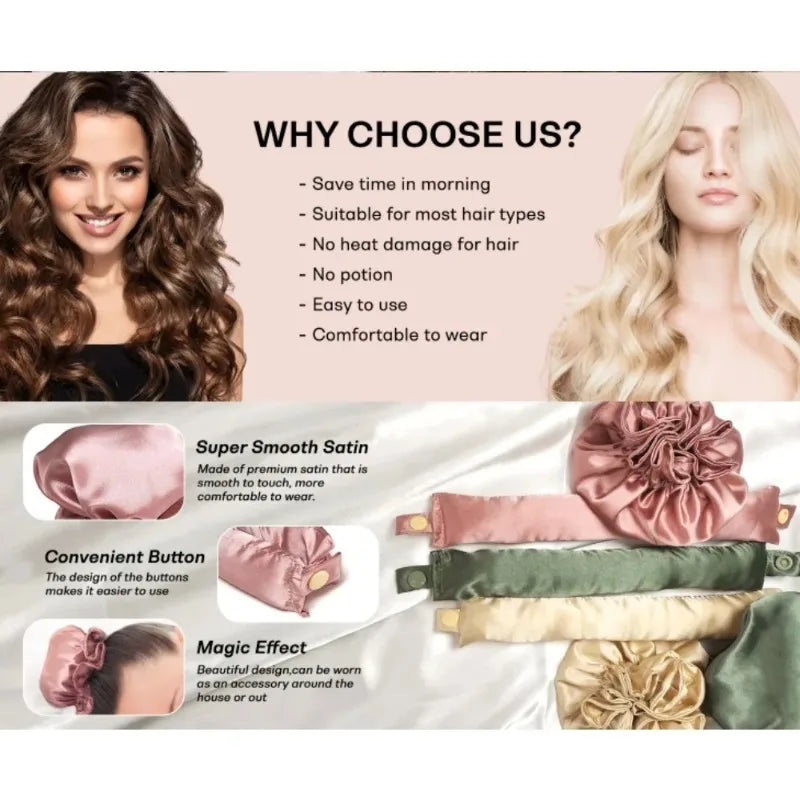 Lot de 2/4/6 pièces : Kit de bouclage sans chaleur en satin, bigoudis doux pour boucles de nuit, pour dormir, pour des boucles sans chaleur, bonnet de nuit pour boucles