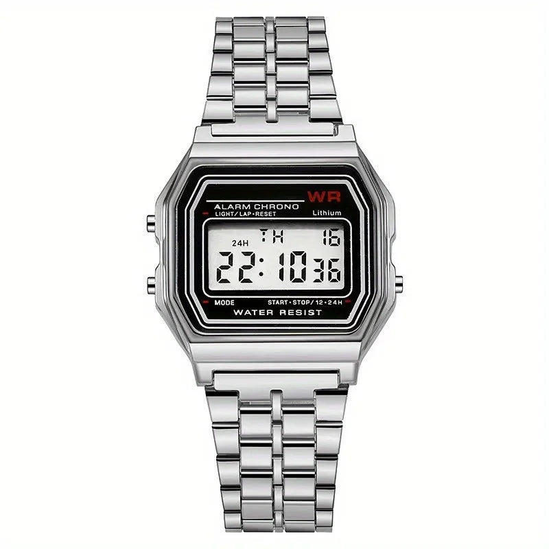 Reloj de pulsera de acero F91W no resistente al agua para mujeres, hombres, reloj de negocios, reloj deportivo digital LED multifuncional, reloj electrónico