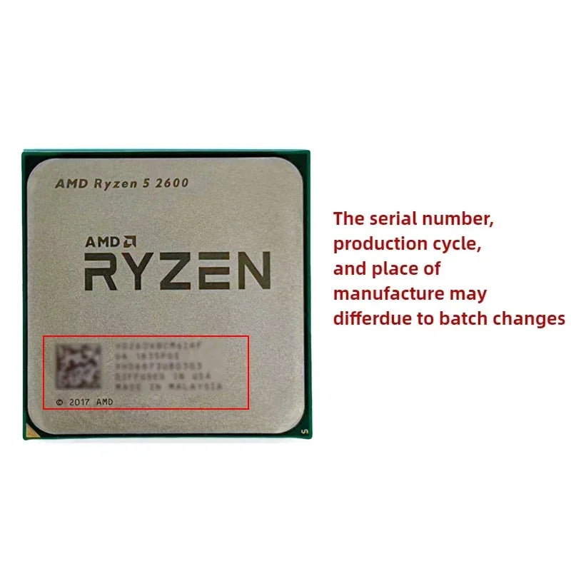Processeur AMD Ryzen 5 2600 — 6 cœurs 12 threads, 3,4 GHz, Socket AM4