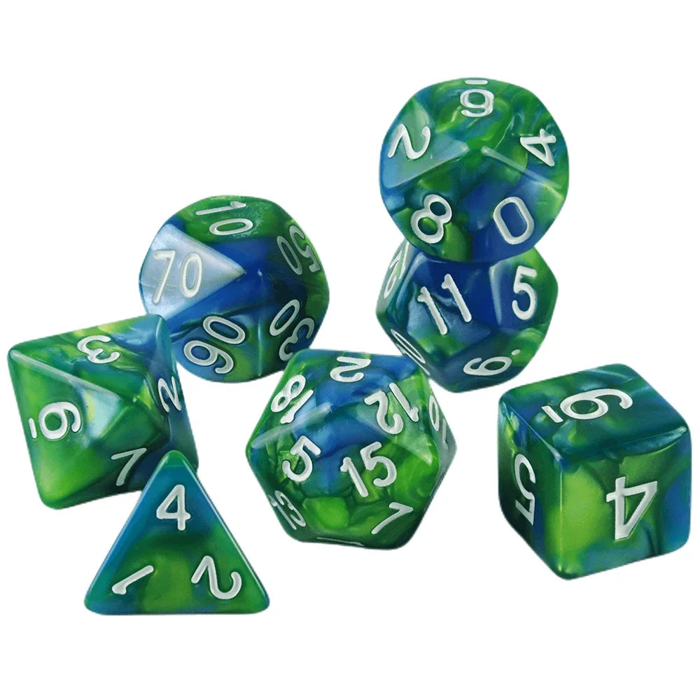 Dados poliédricos con bolsa, juego de mesa, desayunos, DnD, d4,d6,d8,d10,d %,d12,d20, 7 piezas