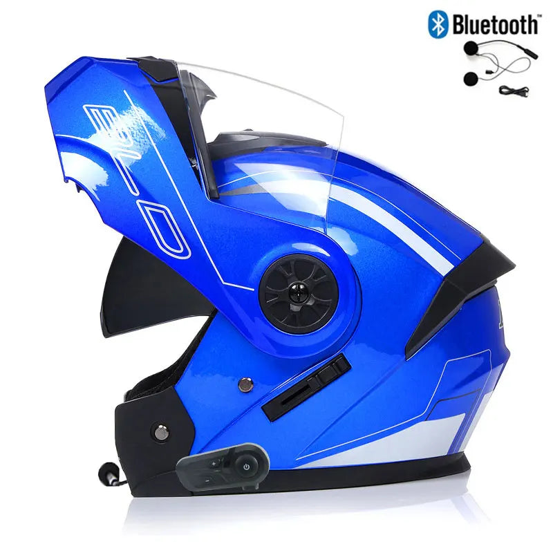 Casque Moto Bluetooth Intégral Homme — Motocross Rabattable Certifié DOT