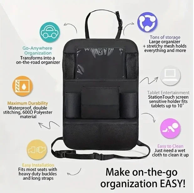 Organisateur de siège de voiture multi-poches, matériau Durable et étanche avec support de tablette, parfait pour les voyages sur route et l'utilisation quotidienne 2026