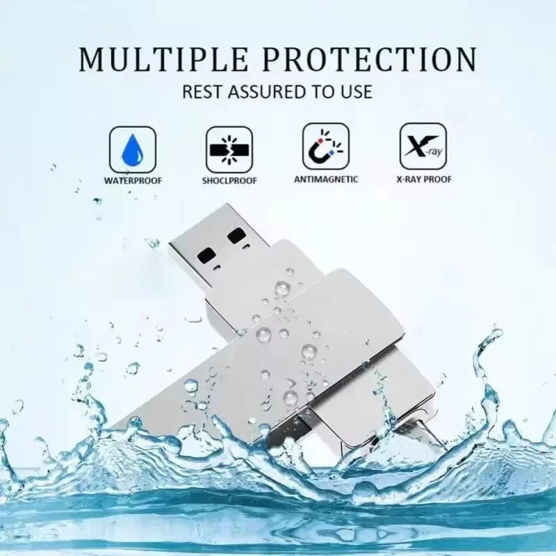 Clé USB 3.2 2-en-1 pour Xiaomi, 512 Go, disque U 256 Go, haute vitesse, en métal, étanche, Type-C, clé USB, lecteur USB