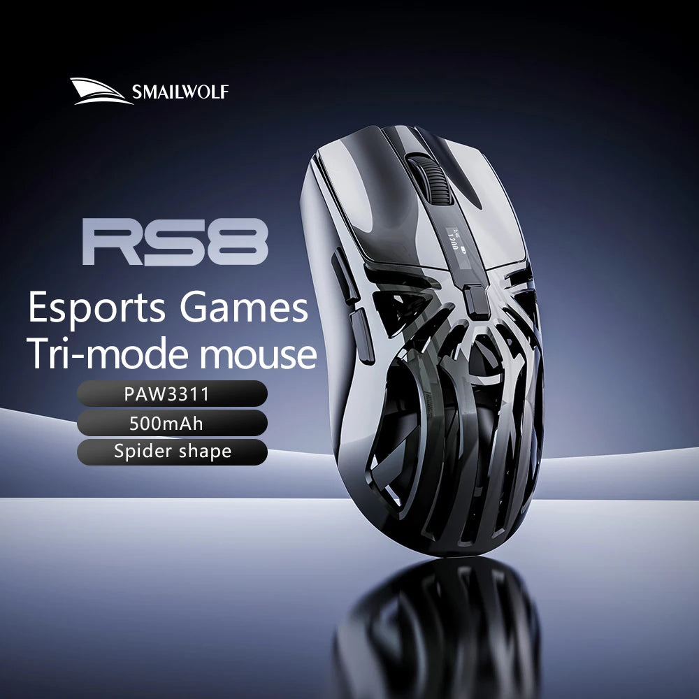 SmailWolf RS8 Bluetooth sans fil 2.4g souris de jeu triple mode léger e-sports jeu 1K taux de retour 10000DPI ordinateur