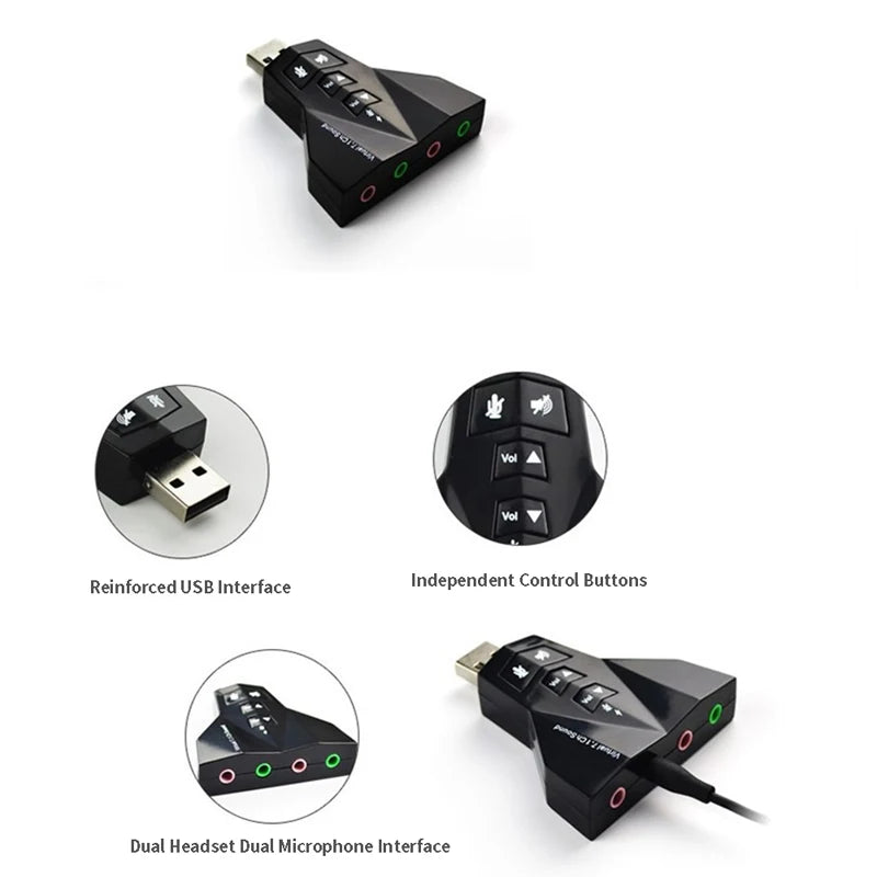 Carte Son USB Virtuelle 7.1 Canaux — Interface Audio Externe Sans Pilote PC