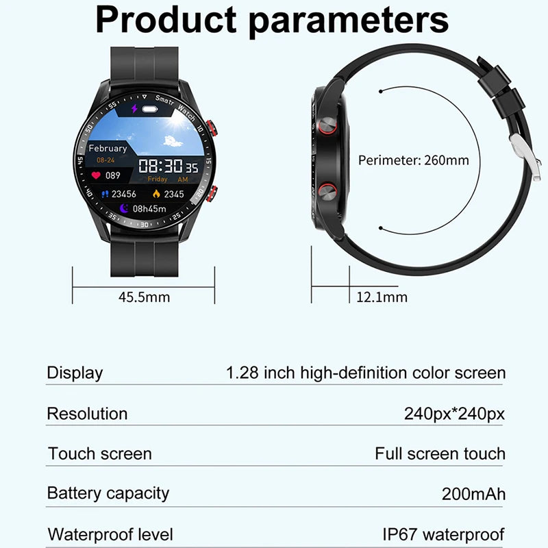 Smartwatch para hombres y mujeres, pantalla HD, Bluetooth, llamadas, GPS, monitor de ritmo cardíaco, resistente al agua IP68, nueva, 2024