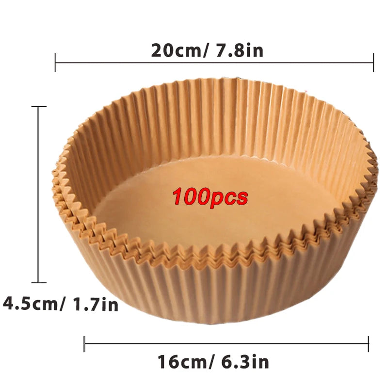 Papier antiadhésif pour friteuse à air et poulet, papiers de cuisson ronds, doublures en papier, accessoires de cuisine, 50 pièces, 100 pièces