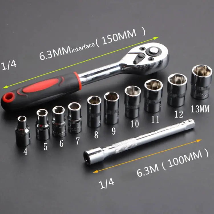 12 piezas juego de llaves de vaso, juego de herramientas de reparación de bicicletas de motocicleta, herramientas de reparación de automóviles, barcos, herramientas múltiples para bicicletas, kit de herramientas para bicicletas
