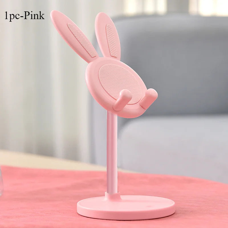 El bonito soporte para teléfono móvil de conejo, puede levantar y ajustar los accesorios de teléfono de escritorio, soporte para teléfono, empuñadura para teléfono