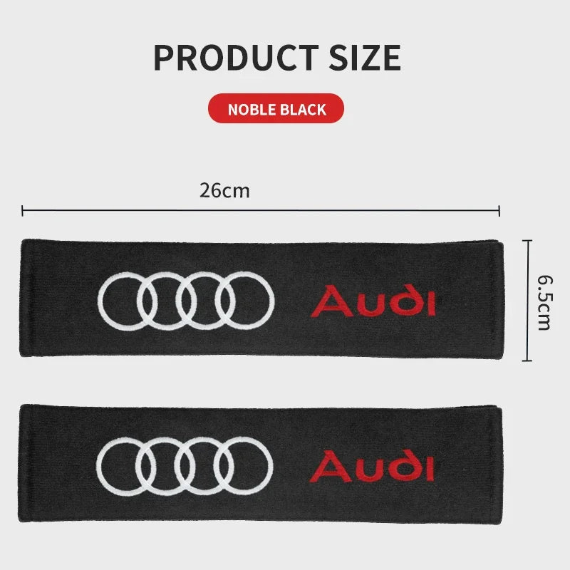 Seat Belt Shoulder Protection Pad with Car Logo, 1/2pcs, for Audi A3 A4 A5 A6 A7 A8 S4 S5 S6 S7 S8 RS3 RS4 RS5 Q3 Q5 Q7