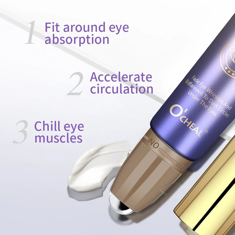 O'CHEAL – Crema antiarrugas para ojos con bola rodante, secado rápido, hidratante, ácido hialurónico, suero refrescante para ojos, atenúa las líneas finas