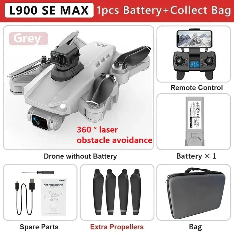 Drone GPS L900 Pro SE MAX 4K, doble cámara HD profesional 5G WIFI 360° Motor sin escobillas para evitar obstáculos Rc FPV Quadcopter Dron