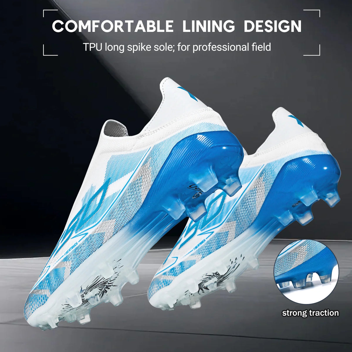 Chaussures de Football Adulte AG/FG Crampons TPU — Tige PU Texturée, Terrain Herbe EU 35–46