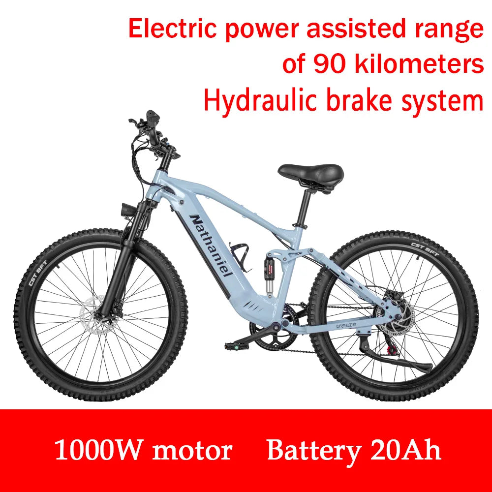 VTT Électrique 1000W 27,5 Pouces 45Ah — 7 Vitesses 45 km/h Adulte Plein Air