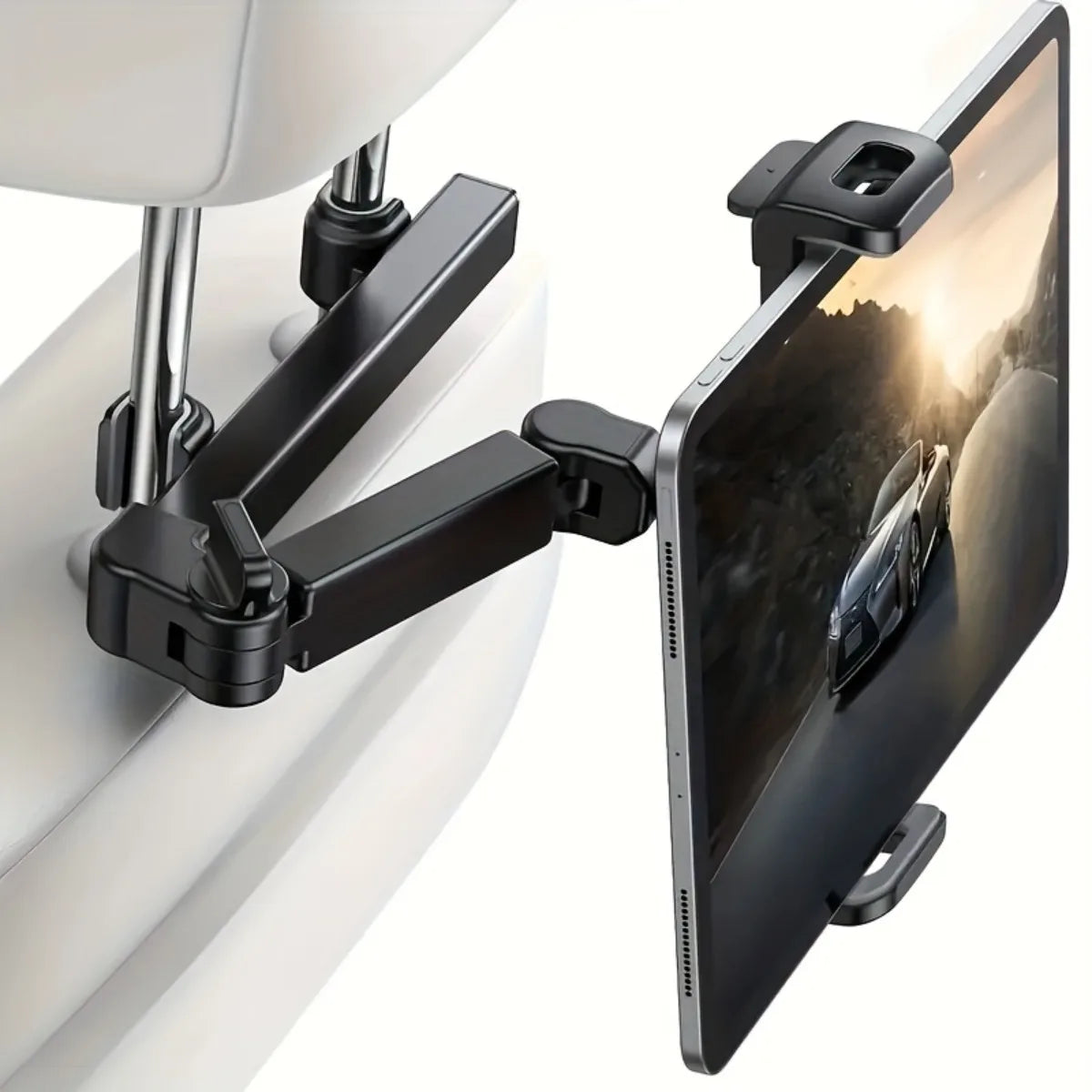 Universal car sauna rest tablet holder for iPads, and cell phones, hands-free entertainment for rear seat passengers