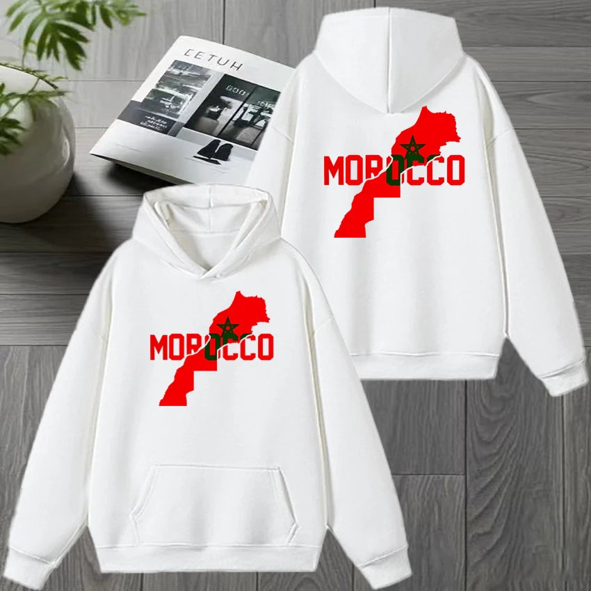 Automne hiver maroc harajuku nouveau en Double face imprimé sweat à capuche noir hommes femmes polaire pull décontracté unisexe mode sweat